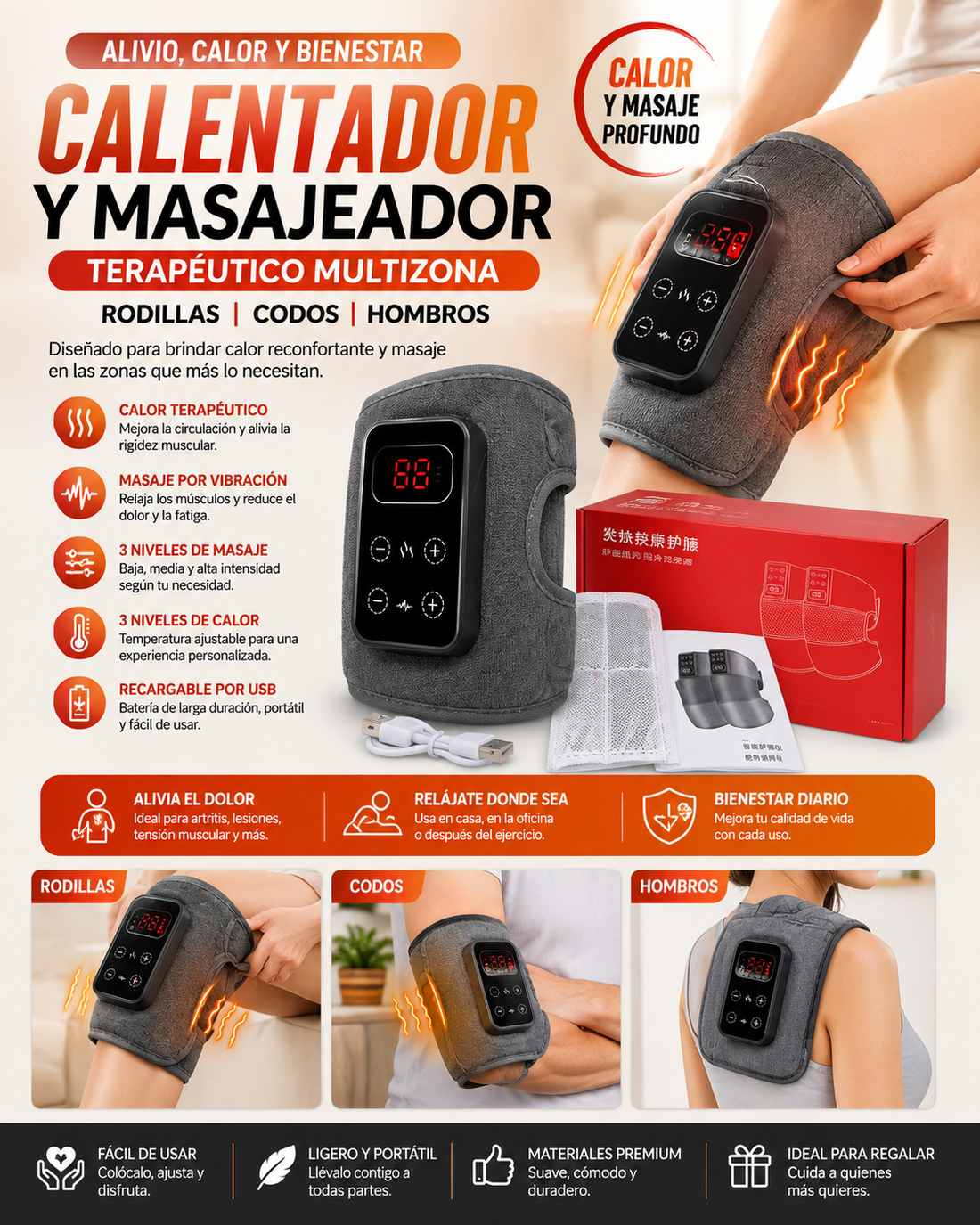 🔥 CALENTADOR Y MASAJEADOR TERAPÉUTICO MULTIZONA