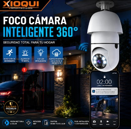 Foco Cámara Wi-Fi 360° para tu hogar